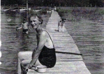 Minnie on the dock